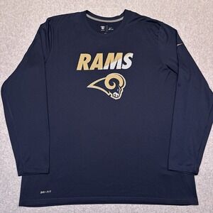 Nike Los Angeles Rams Long Sleeve Shirt Mens XXL Blue Training Equipment Dri-Fit
